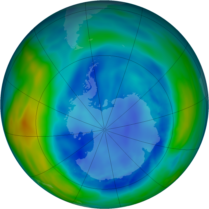 Antarctic ozone map for 19 August 2006